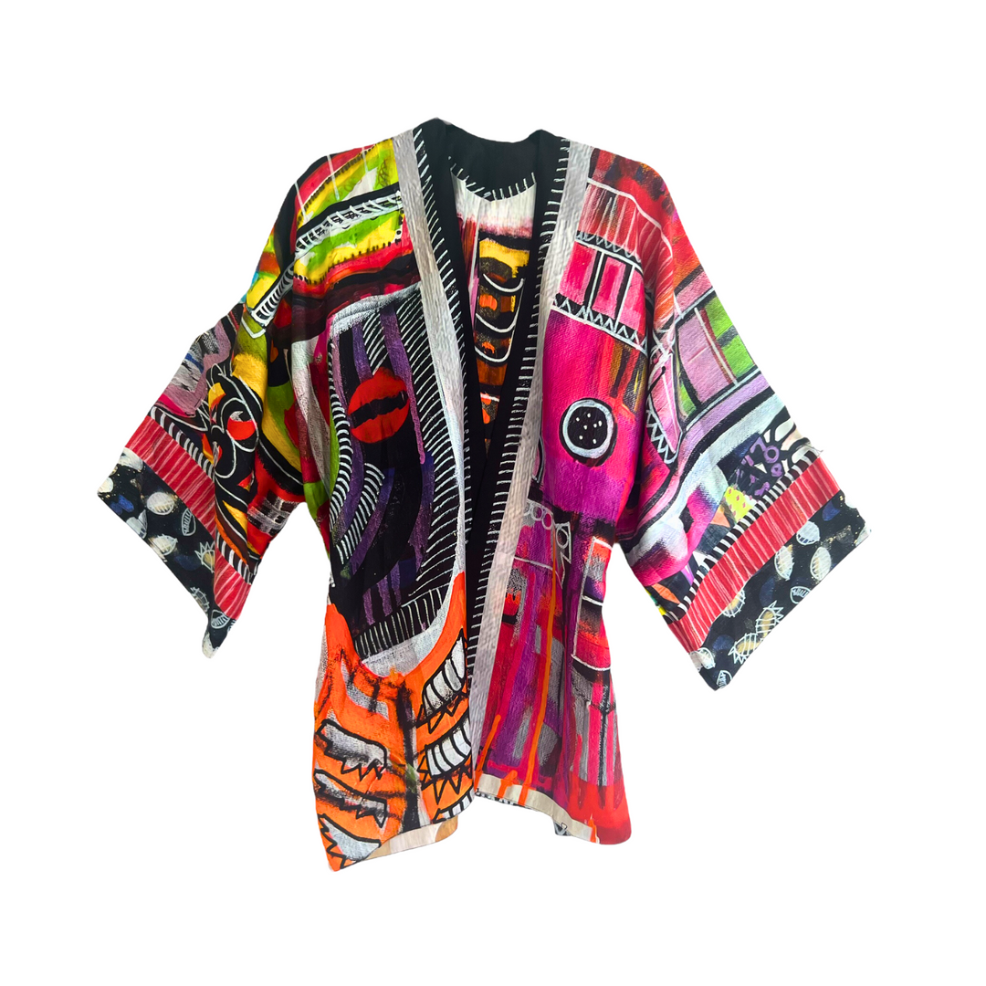 Silk Kimono Robe Havana