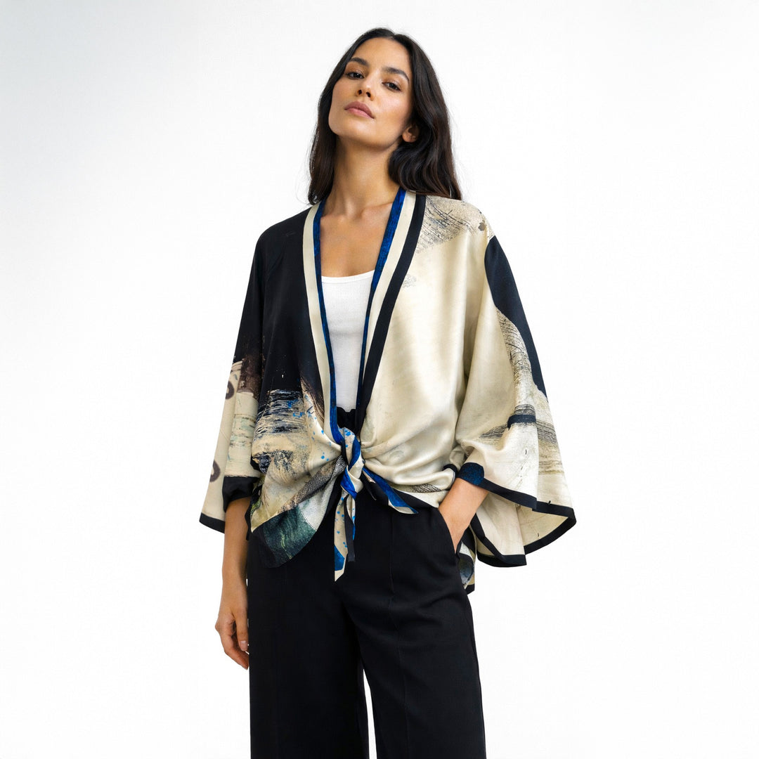 Ecriture Silk Kimono Robe