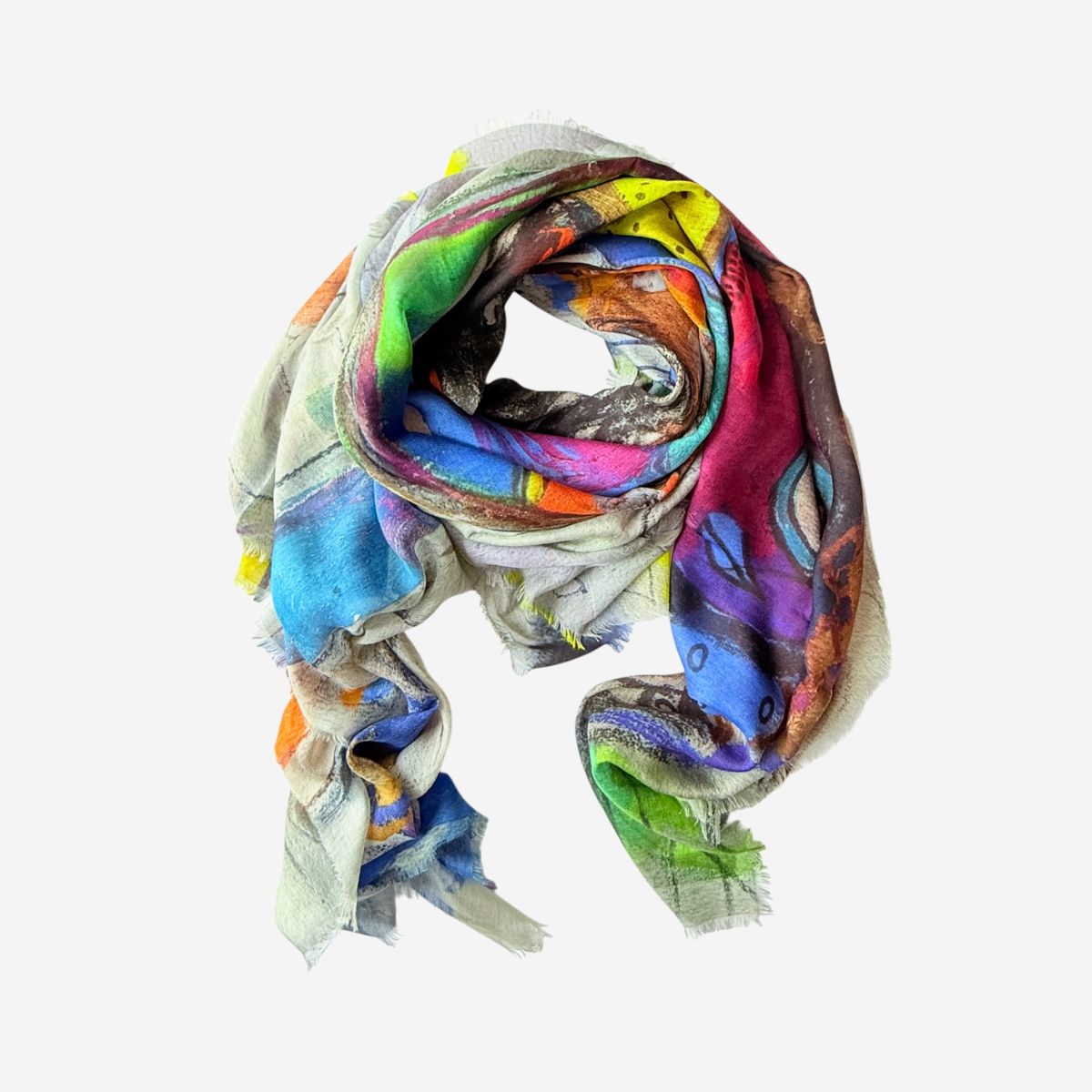 Colorful scarf with abstract design on a white background