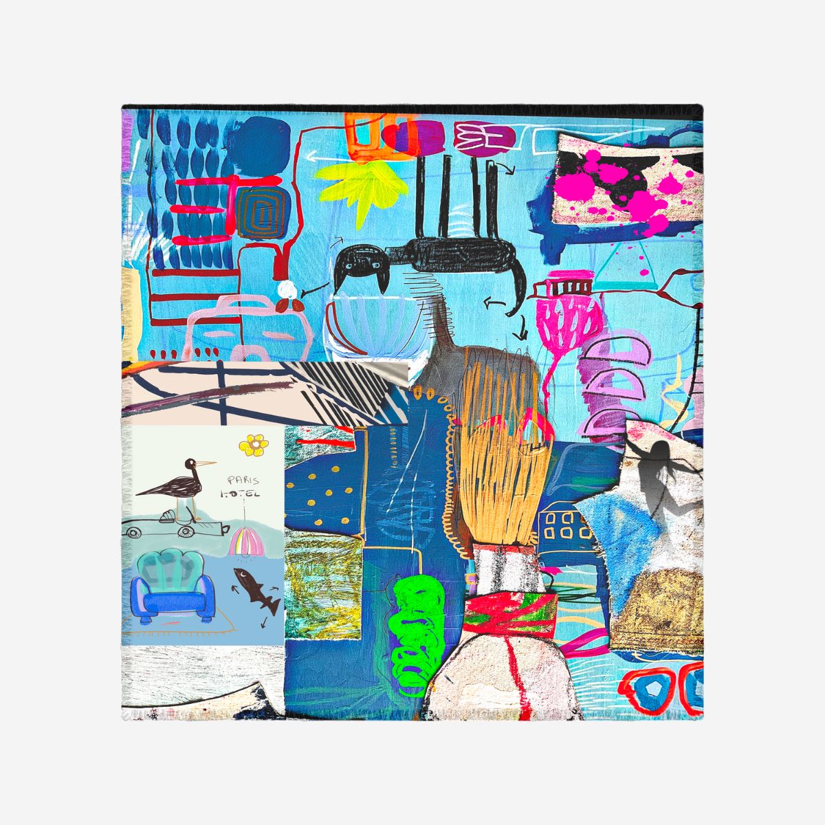Colorful abstract art print on a white background