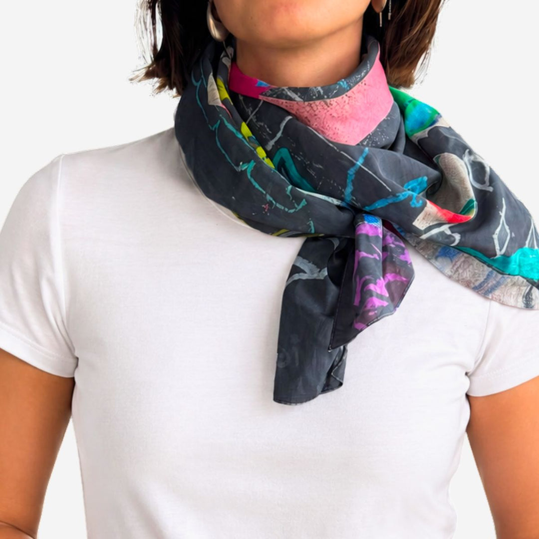 Portrait Silk Cotton Scarf
