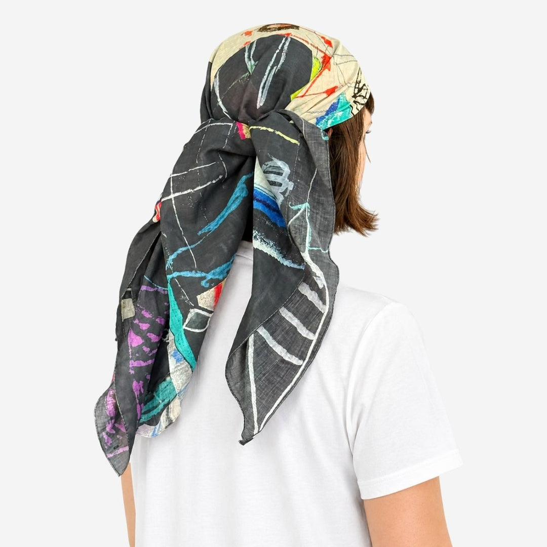 Portrait Silk Cotton Scarf
