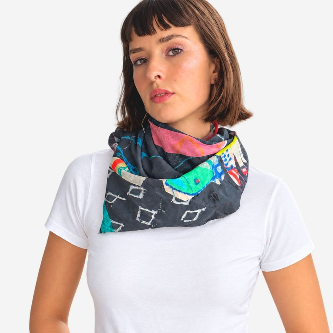 Portrait Silk Cotton Scarf