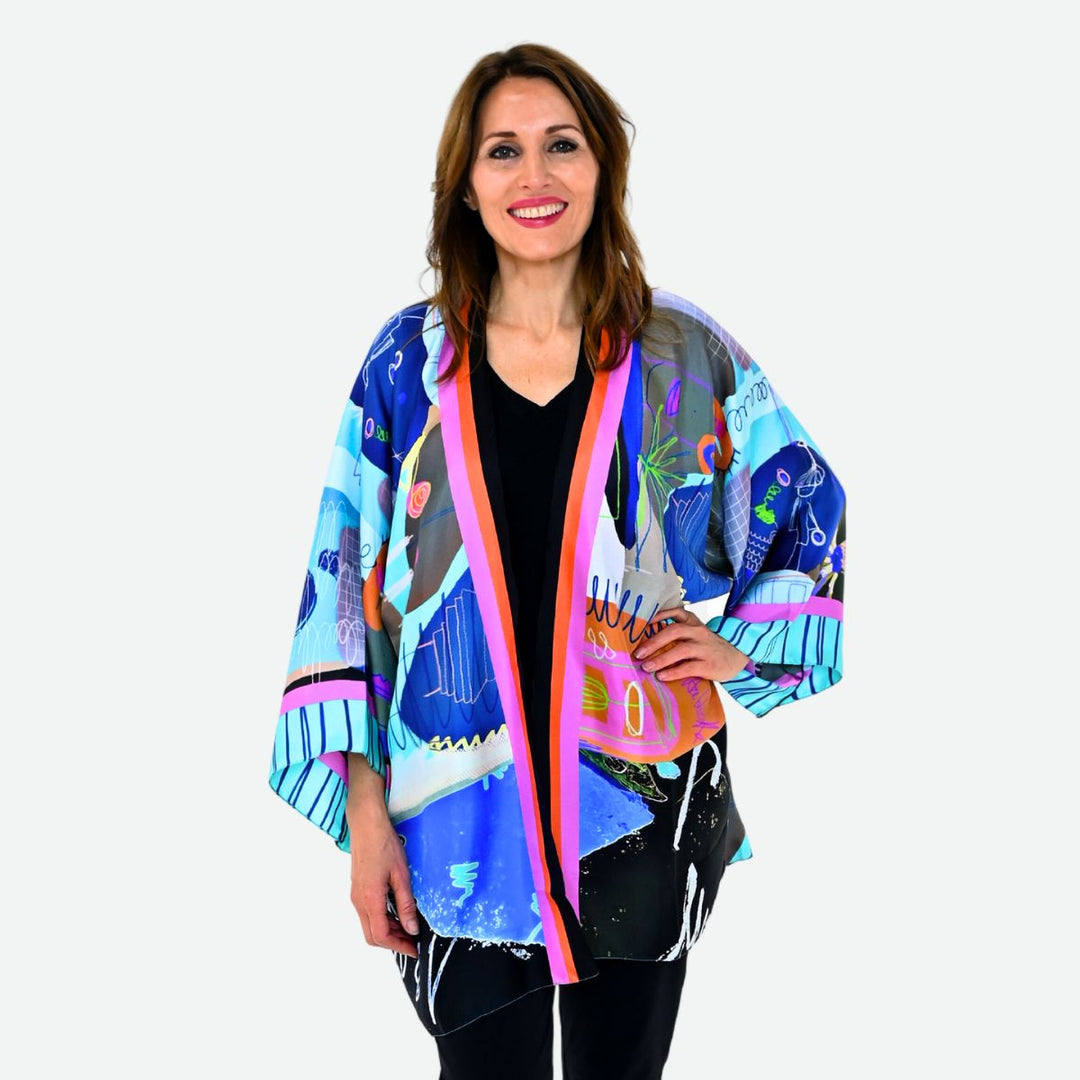 Turkoise Silk Kimono Robe