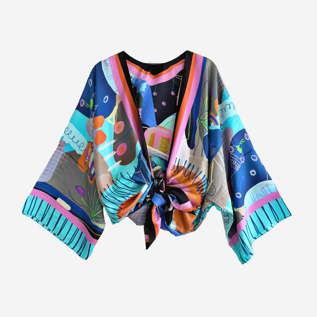 Turkoise Silk Kimono Robe