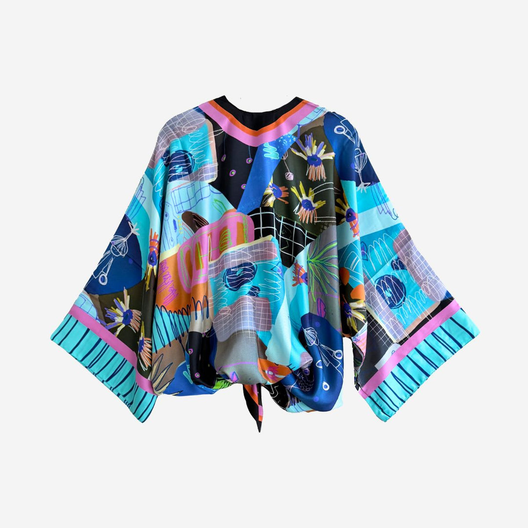 Turkoise Silk Kimono Robe